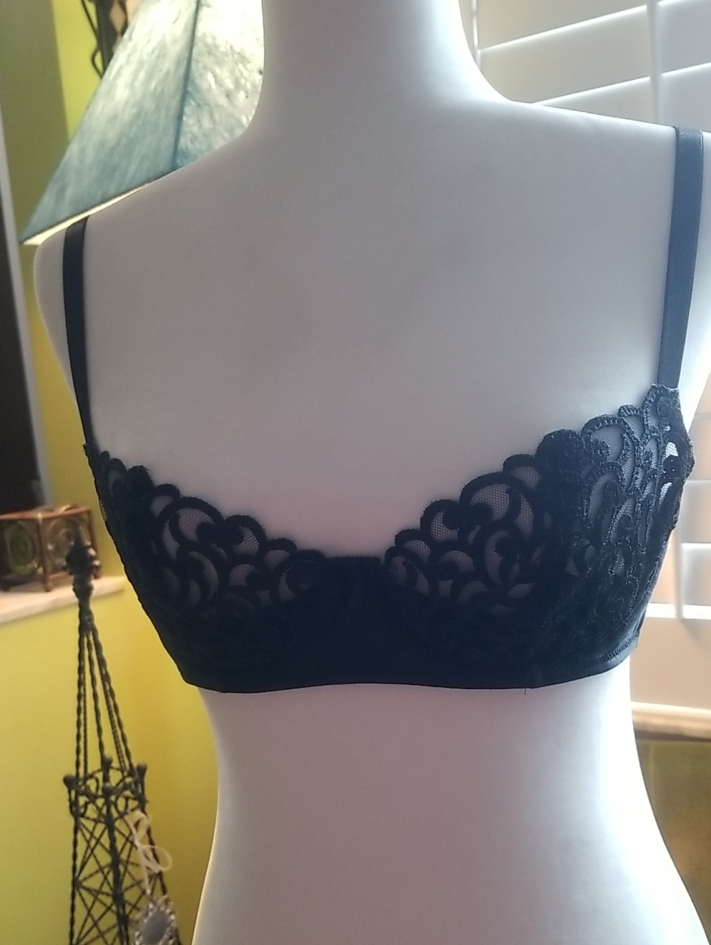Victoria's Secret Black Lace Balconette Bra with Scalloped Detailing